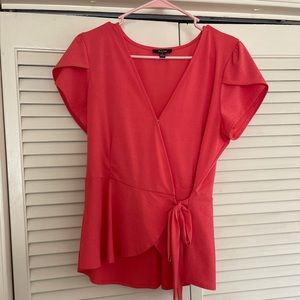 Coral Crossover Peplum Top